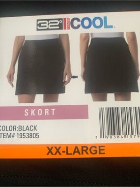 32° COOL Black Skort - XX-Large